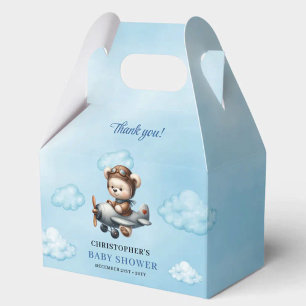 Ballotins Ours en peluche aviateur bleu marron garçon douche