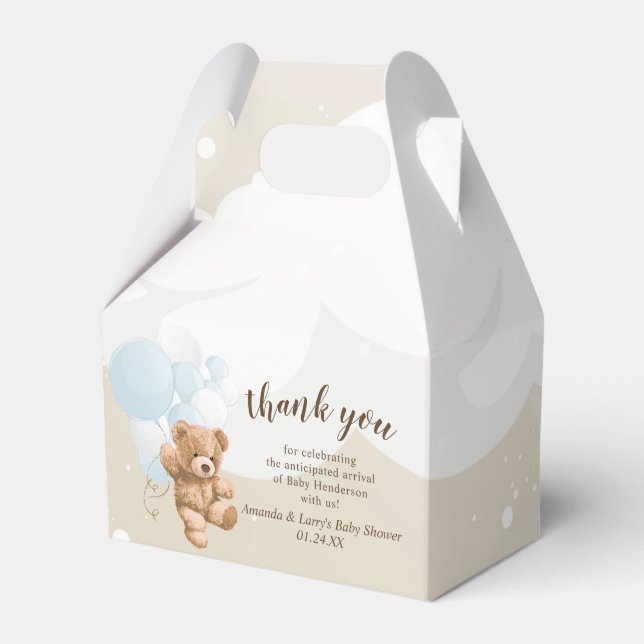 Ballotins Ours en peluche bleu poussiéreux avec ballons (Verso)