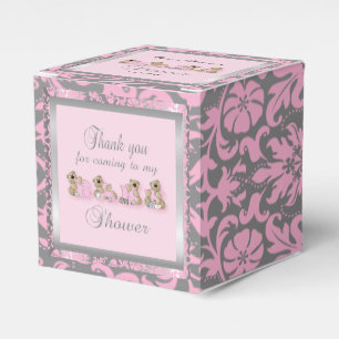 Ballotins Ours en peluche rose et argent Damassé Baby Show
