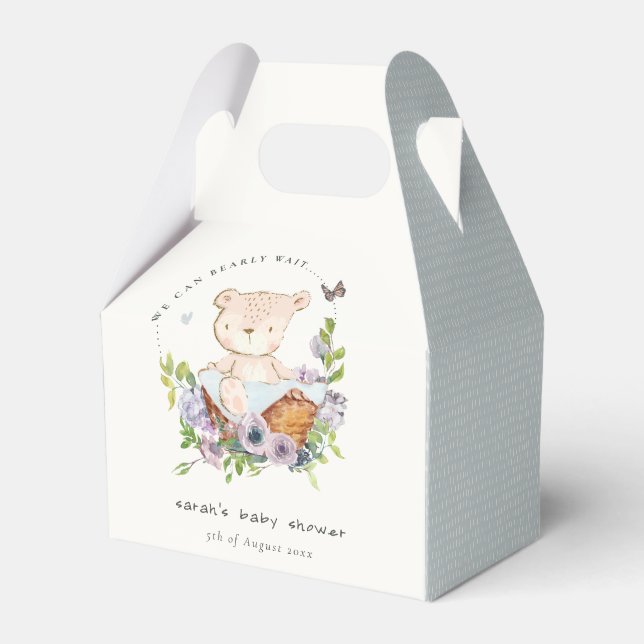 Ballotins Ours En Teddy Cute Dans Panier Fleur Baby shower B (Verso)