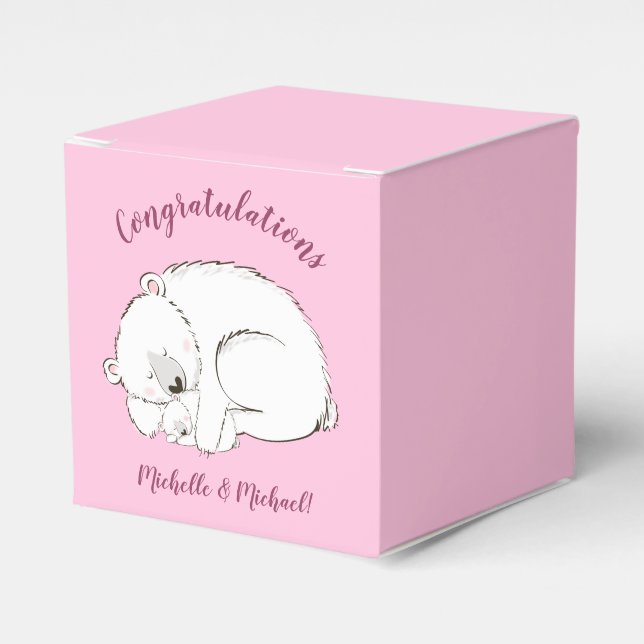 Ballotins Ours polaire Baby shower fille rose (Verso)