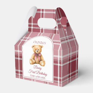 Ballotins Ourson en peluche à noeud rose Prépa Anniversaire