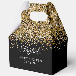 Ballotins Paillettes dorées Sweet Sixteen noir