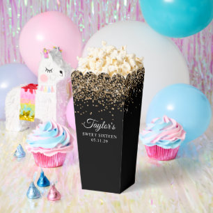 Ballotins Paillettes dorées Sweet Sixteen noir