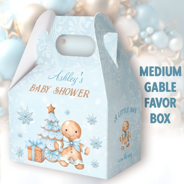 Ballotins Pain d'épices Homme Baby shower de Noël Moyen Gabl (Gingerbread Man Medium Gable Favor Boxes - You can choose from 3 sizes of these gable favor boxes)