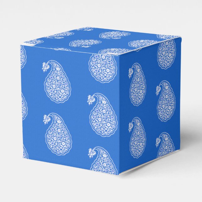 Ballotins Paisley perse - blanc sur bleu cobalt (Verso)