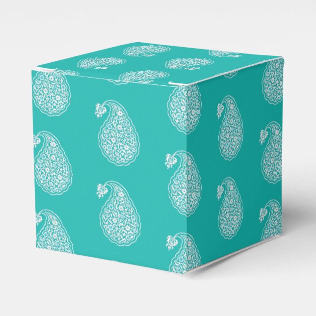 Ballotins Paisley perse - blanc sur turquoise (Verso)
