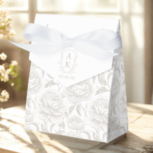 Ballotins Pale Taupe Monogram Crest Chinoiserie Peonies