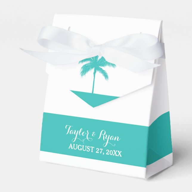 Ballotins Palm Tree Aqua Mariage Faveur Box (Verso)