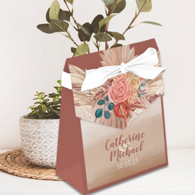 Ballotins Pampas Grass Floral Terracotta Boho Chic Mariage (Créateur téléchargé)