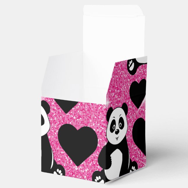 Ballotins Panda Bear Animal Lover Black Hearts Rose Glitter (Ouvert)