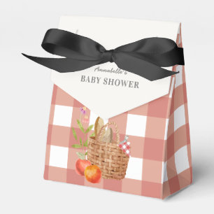 Ballotins Panier de pique-nique En vichy Baby shower rouge