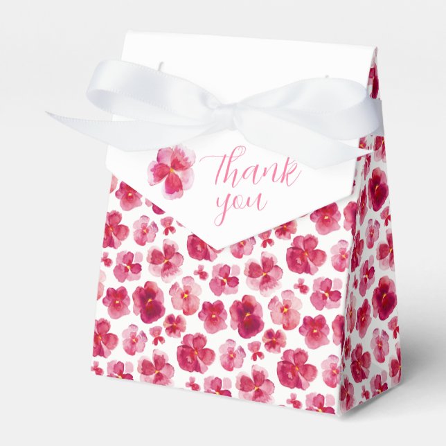 Ballotins Pansies bleu foncé rose aquarelle merci (Verso)