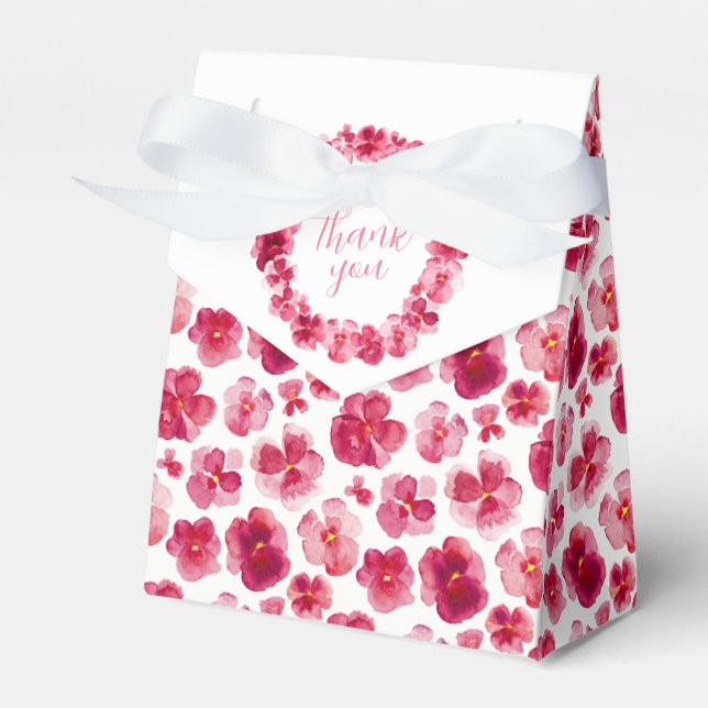 Ballotins Pansies bleu foncé rose aquarelle merci (Verso)