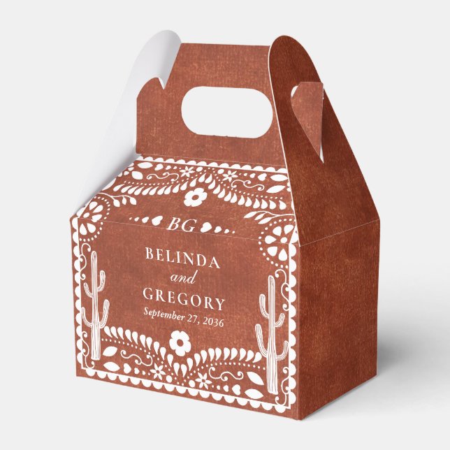 Ballotins Papel Picado Boda Mexican Terracotta Brown Wedding (Verso)