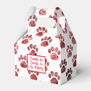 Ballotins Papier Animaux Empreinte de Patte Silhouette Rouge