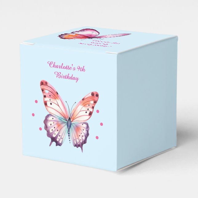Ballotins Papillon aquarelle en rose violet et bleu (Verso)