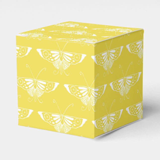 Ballotins Papillon Art déco stylisé - jaune et blanc (Verso)