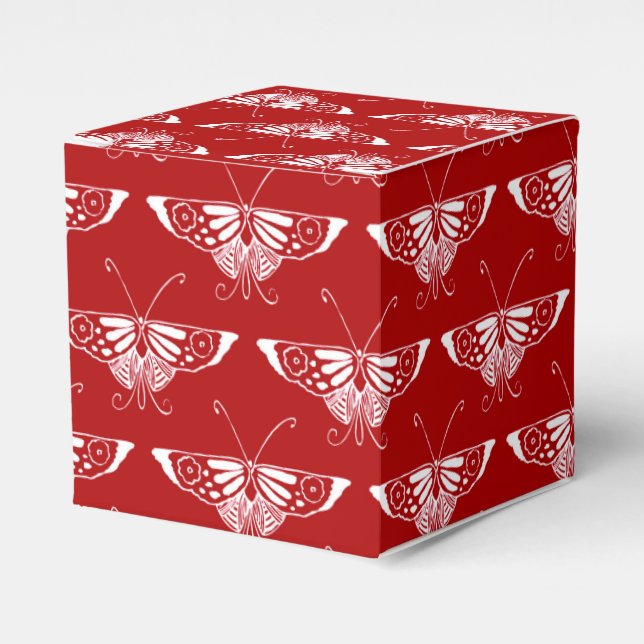 Ballotins Papillon déco stylisé - rouge foncé et blanc (Verso)