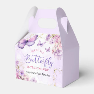 Ballotins Papillon floral pourpre et or 1er anniversaire