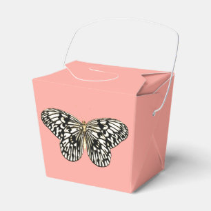 Ballotins Papillon noir et blanc, arrière - plan corail ros