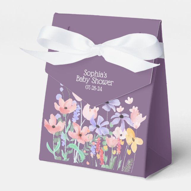Ballotins Papillon pourpre et fleurs Baby shower Ballotin (Verso)