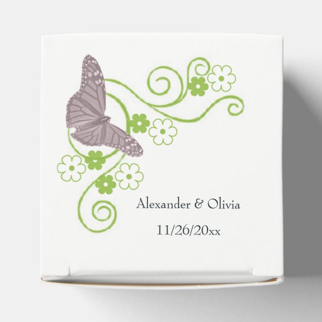 Ballotins Papillon rose Floral Mariage boîte de préférence (Haut)