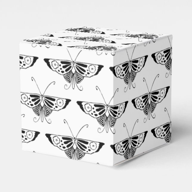 Ballotins Papillon stylisé Deco - blanc et noir (Verso)