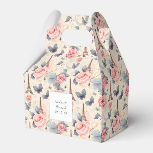 Ballotins Papillon Tour Eiffel et Mariage Motif Rose