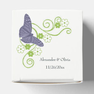 Ballotins Papillon violet Floral Mariage boîte Favor