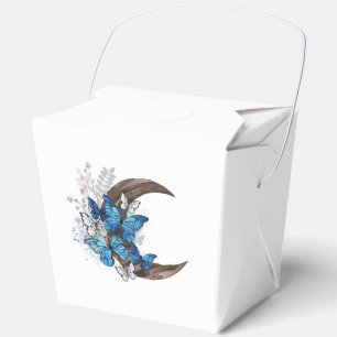 Ballotins Papillons bleus sur croissant en bois