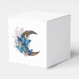Ballotins Papillons bleus sur croissant en bois