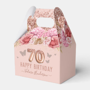 Ballotins Papillons Floraux Rose Joyeux 70e Anniversaire