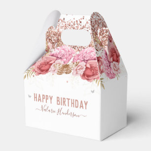 Ballotins Papillons floraux rose joyeux anniversaire