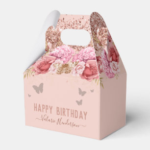 Ballotins Papillons floraux rose joyeux anniversaire