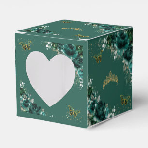 Ballotins Papillons Floraux Vert Émeraude Quinceanera Mini