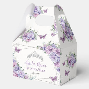 Ballotins Papillons floraux violets Lilac Silver Tiara Gable