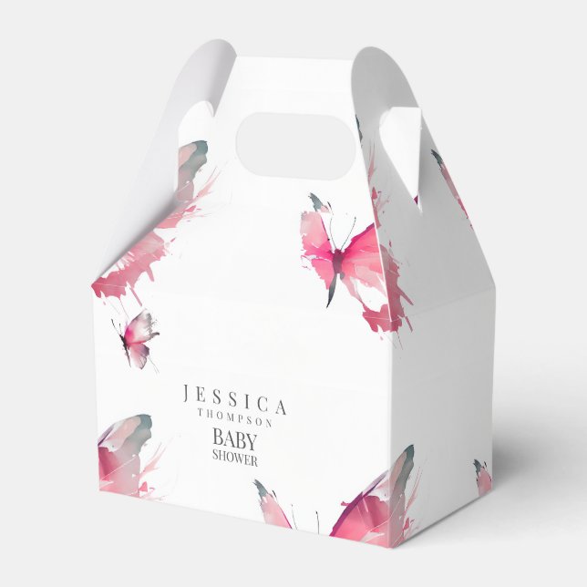 Ballotins Papillons roses Baby shower blanc (Verso)