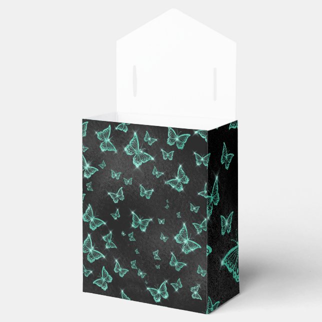 Ballotins Papillons turquoises sur le noir (Ouvert)