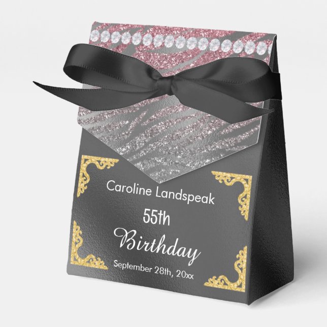 Ballotins Parties scintillant Argent Pink Zebra Imprimer Ann (Verso)