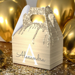 Ballotins Parties scintillant d'or brossé Nom du monogramme 