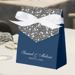Ballotins Parties scintillant en argent Faux Mariage bleu ma