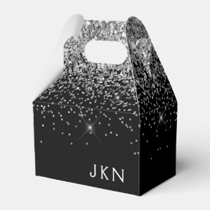 Ballotins Parties scintillant noire argent Monogramme Nom de