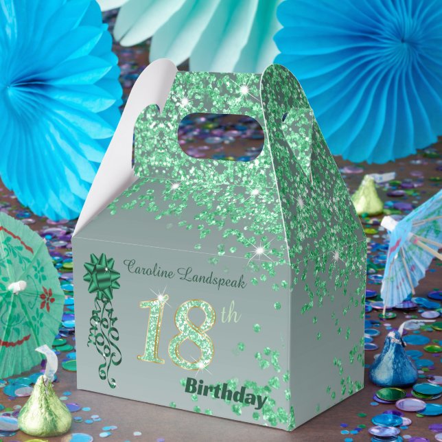 Ballotins Parties scintillant vert foncé et ruban 18e annive (Fête)