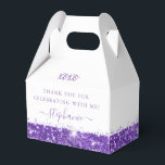 Ballotins Parties scintillant violet Confetti Anniversaire M<br><div class="desc">Un ballotin chic avec bordure de parties scintillant violet et confetti arrose avec lavande coutume de remercier texte pour un anniversaire élégant moderne, bat mitzvah, Quinceañera, mariage, douche nuptiale, baby shower ou fête de bachelorette. Cliquez sur CUSTOMISER PLUS loin pour modifier les polices, les couleurs et la disposition afin de...</div>