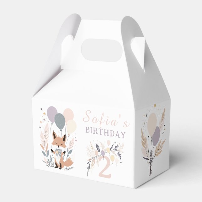 Ballotins Pastel Boho Fox et Balloons Anniversaire (Verso)