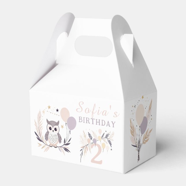 Ballotins Pastel Boho Owl et Balloons Anniversaire (Verso)