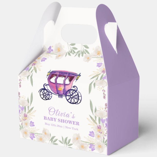 Ballotins Pastel Floral Princess Carriage Girl Baby Shower  (Recto)