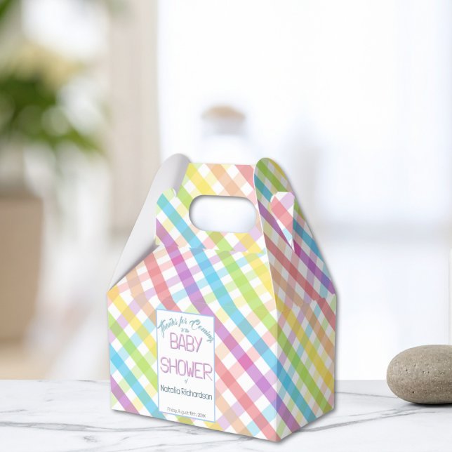 Ballotins Pastel Gingham Rainbow Baby Shower (Créateur téléchargé)