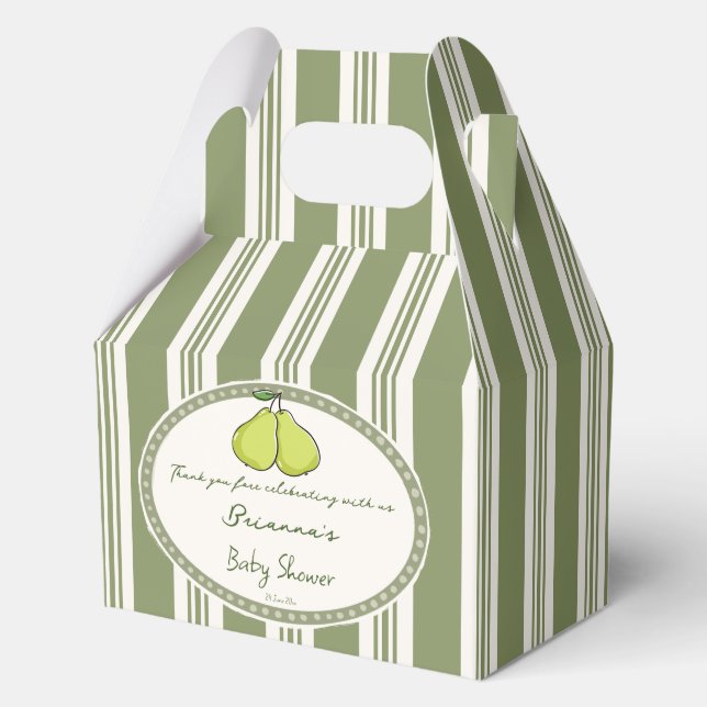 Ballotins Pear sage green retro stripes baby shower custom (Recto)